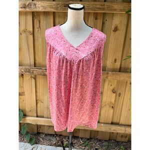 Cellabie Size XL Pink Floral Print V-Neck Sleeveless Boho Blouse Shirt